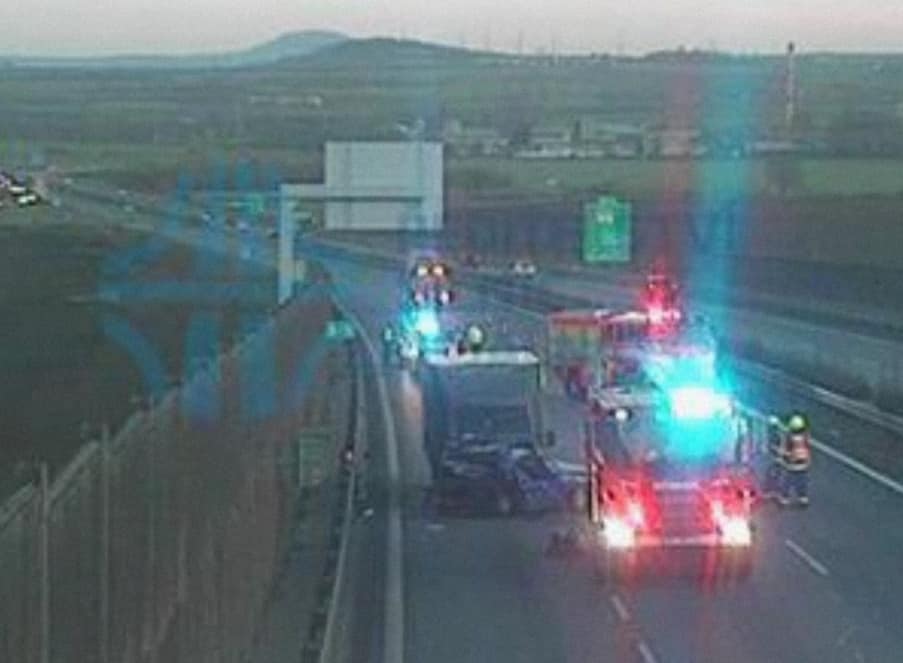 Nehoda na dálnici D8.
