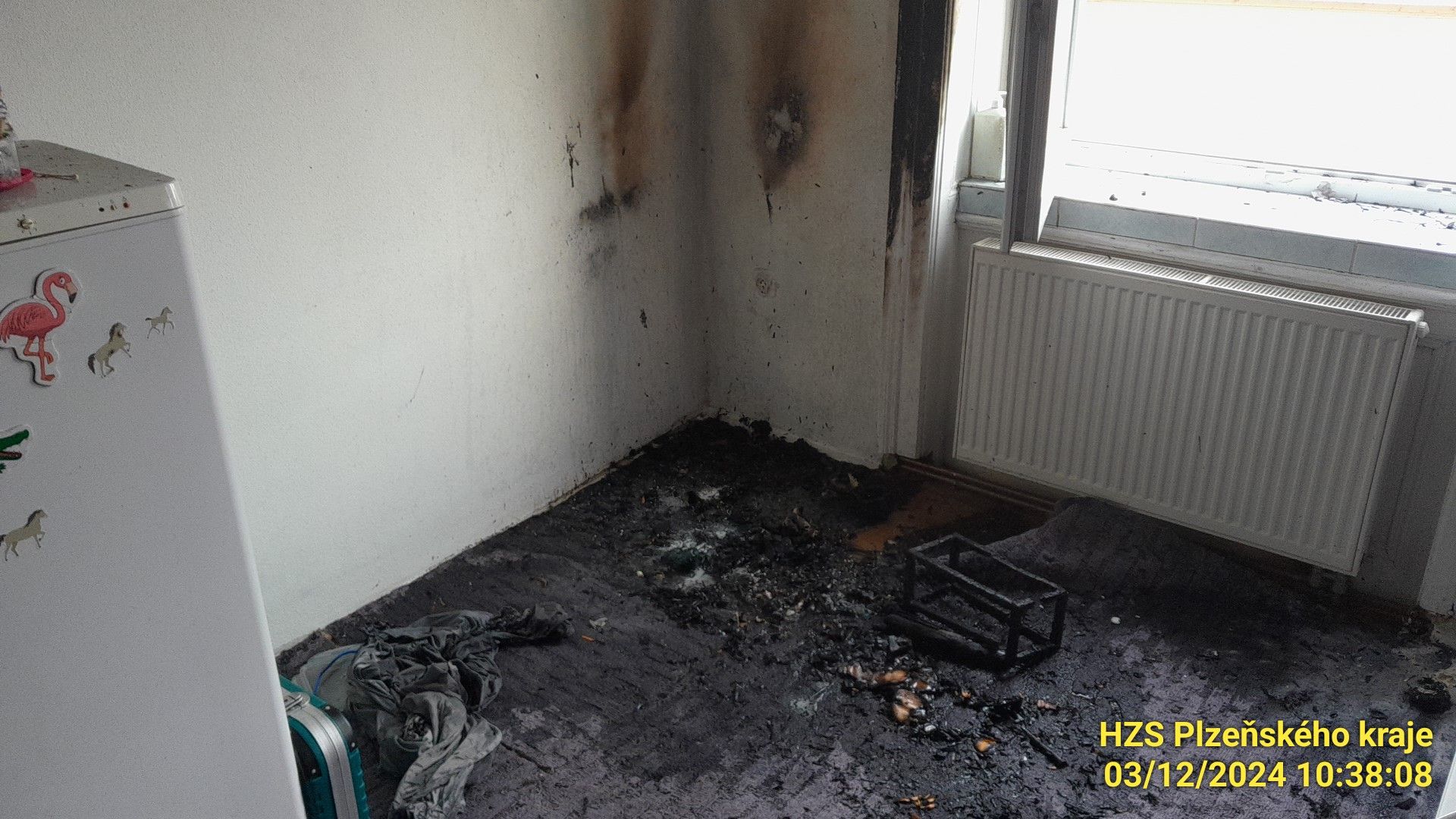 Požár bytu v Plzni.