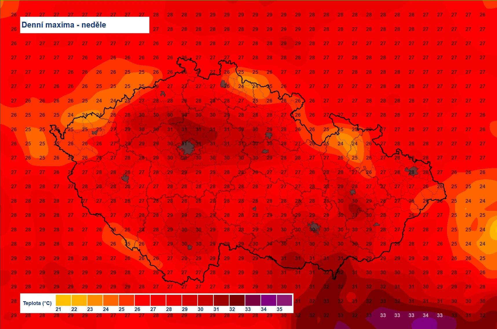 Mapa ukazuFje dramatický propad teplot: Připravte se, tady se vrátí vedra.